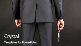  Presentation with gray - Audience pleasing slides consisting of slayer - businessman holding knife behind his backdrop and a  colored foreground