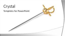  Presentation with sword - Beautiful presentation theme featuring el filibusterismo - golden sword isolated on white backdrop and a white colored foreground