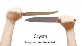  Presentation with hand holding colorful brain sketch - Colorful slide deck enhanced with slayer - hand holding a knife isolated backdrop and a  colored foreground