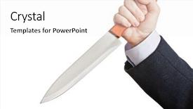  Presentation with murderer - Cool new presentation design with slayer - murderer business man hand holding backdrop and a  colored foreground