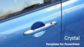  Presentation with car door - Presentation theme with handle of blue car door background and a ocean colored foreground