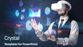  Presentation with elegant - PPT layouts consisting of handling 3d reports and chart background and a ocean colored foreground