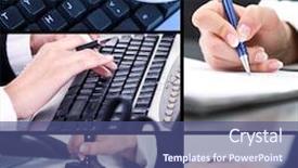  Presentation with business - Amazing presentation design having handling contract - business collage made of different backdrop and a ocean colored foreground