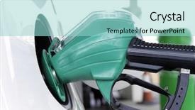  Presentation with pump - Colorful PPT theme enhanced with handling stations - closeup of petrol pump handle backdrop and a light blue colored foreground