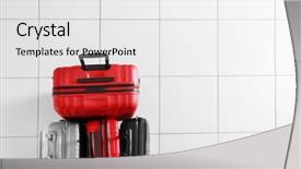  Presentation with tile - Theme with handling stations - different suitcases on tile floor background and a white colored foreground