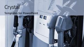  Presentation with modern gas station - Cool new slide deck with handling stations - four gas hoses backdrop and a light blue colored foreground