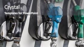  Presentation with gas pump - Slides with handling stations - gasoline and diesel pump nozzles background and a dark gray colored foreground