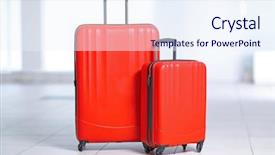  Presentation with floor - Slide set consisting of handling stations - red polycarbonate suitcases background and a sky blue colored foreground