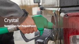  Presentation with petrol station - Slide set featuring handling stations - refueling a car holding background and a violet colored foreground