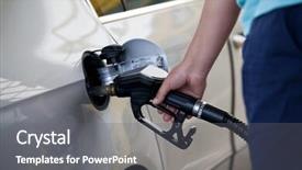  Presentation with fuel station - Audience pleasing theme consisting of handling stations - silver car at gas station backdrop and a gray colored foreground