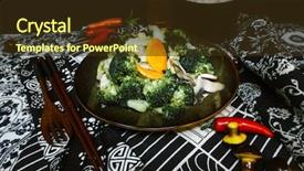  Presentation with cauliflower - PPT theme enhanced with handmade cauliflower vegetables on table background and a tawny brown colored foreground