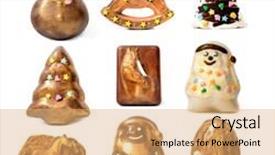  Presentation with christmas chocolate - Colorful PPT theme enhanced with handmade christmas chocolate toys collection isolated on white backdrop and a coral colored foreground