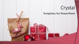  Presentation with white horse - Audience pleasing slides consisting of handmade christmas presents wrapped backdrop and a white colored foreground