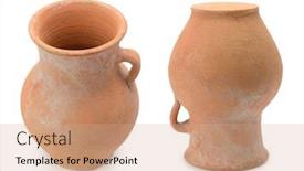  Presentation with clay - Audience pleasing presentation consisting of handmade-clay-jugs-isolated backdrop and a coral colored foreground