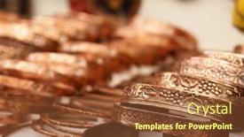 Presentation with copper - Slides consisting of handmade copper bracelets background and a tawny brown colored foreground