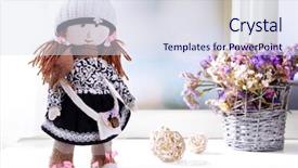  Presentation with doll - Beautiful PPT theme featuring handmade doll near window close backdrop and a sky blue colored foreground