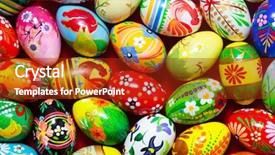  Presentation with designs - PPT layouts enhanced with handmade easter eggs collection background background and a crimson colored foreground