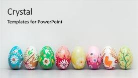  Presentation with designs - Cool new presentation design with handmade easter eggs collection backdrop and a white colored foreground