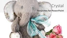  Presentation with elephant - Audience pleasing presentation design consisting of handmade elephant in classic vintage style on white background backdrop and a light gray colored foreground