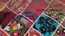  Presentation with textile - Presentation theme consisting of handmade-embroidered-textile-design background and a tawny brown colored foreground