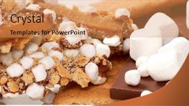  Presentation with cracker - Slide deck having handmade english toffee with ingredients background and a coral colored foreground