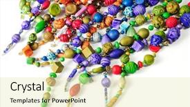  Presentation with fashion accessories - Presentation design having handmade fashion accessories with colorful clay beads background and a soft green colored foreground