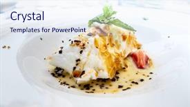  Presentation with dessert kuih ondeh ondeh - Cool new PPT layouts with handmade floating island french dessert backdrop and a sky blue colored foreground