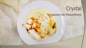  Presentation with dessert kuih ondeh ondeh - Beautiful slide deck featuring handmade floating island french dessert backdrop and a lemonade colored foreground