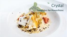  Presentation with floating - Amazing presentation having handmade floating island french dessert backdrop and a sky blue colored foreground