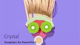  Presentation with vegan food - Audience pleasing slide deck consisting of handmade-from-colorful-paper-man backdrop and a light blue colored foreground