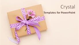  Presentation with gift ribbon - Slide set enhanced with handmade-gift-box-with-purple background and a cream colored foreground