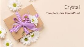  Presentation with gift ribbon - Presentation design having handmade-gift-box-with-purple background and a lemonade colored foreground