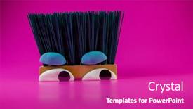  Presentation with hair brush - Amazing PPT layouts having handmade-head-of-character backdrop and a purple colored foreground