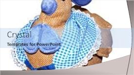  Presentation with hen - Audience pleasing presentation theme consisting of handmade-hen-doorstopper-isolated backdrop and a light blue colored foreground