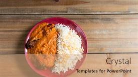  Presentation with chicken curry - PPT layouts having handmade-indian-curry-chicken-rice background and a coral colored foreground