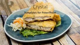  Presentation with eat - Beautiful presentation theme featuring handmade-japanese-fried-chicken-ready backdrop and a coral colored foreground