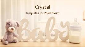  Presentation with baby toy - Slides enhanced with handmade knitted baby toy background and a cream colored foreground
