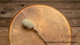  Presentation with shaman - Presentation theme having handmade-native-american-style-shaman background and a coral colored foreground