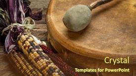  Presentation with shaman - PPT theme enhanced with handmade-native-american-style-shaman background and a tawny brown colored foreground