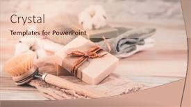  Presentation with cotton - Presentation theme featuring handmade-natural-bar-soaps background and a lemonade colored foreground