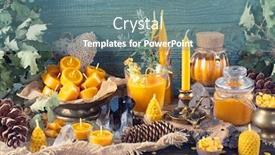  Presentation with natural - Cool new presentation theme with handmade-natural-beeswax-candles backdrop and a seafoam green colored foreground