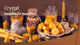  Presentation with candles - PPT theme enhanced with handmade-natural-beeswax-candles background and a tawny brown colored foreground