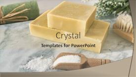  Presentation with natural skincare - Colorful presentation enhanced with handmade-natural-soap-bars backdrop and a coral colored foreground