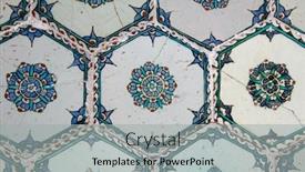  Presentation with blue flower - Slides with handmade old turkish blue ceramic tiles on the wall in istanbul city turkey close up ancient ottoman patterned iznik syle design tile composition flower patterns on ceramic tiles background and a light gray colored foreground