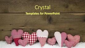  Presentation with hearts - Colorful PPT layouts enhanced with handmade red white checked hearts on a wooden christmas background backdrop and a tawny brown colored foreground