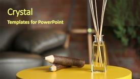  Presentation with pencils - Colorful PPT theme enhanced with handmade reed freshener with huge backdrop and a tawny brown colored foreground