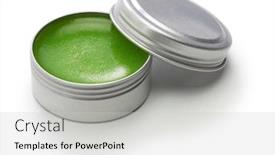  Presentation with ball bearing on a white - Cool new slide deck with handmade-rosemary-balm-isolated backdrop and a light gray colored foreground