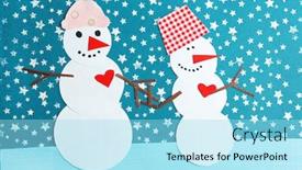  Presentation with snowmen - Colorful theme enhanced with handmade-snowmen-on-bright-background backdrop and a arctic colored foreground