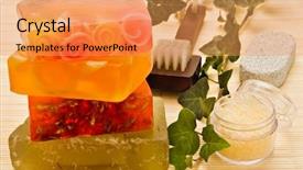  Presentation with ivy - Beautiful presentation design featuring handmade soaps and bath items backdrop and a yellow colored foreground