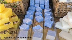  Presentation with skin health - Theme having handmade soaps for personal use background and a coral colored foreground